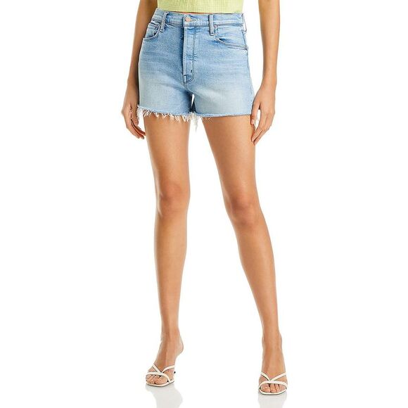 Mother Pants - Mother Womens Blue Mini Frayed Hem Denim Denim Shorts NWT